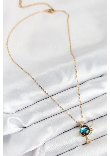 316L Çelik Zirkon Taşlı Gezegen Model Gold Renk Kadın Kolye - TJ-BKO10507 fiyatları