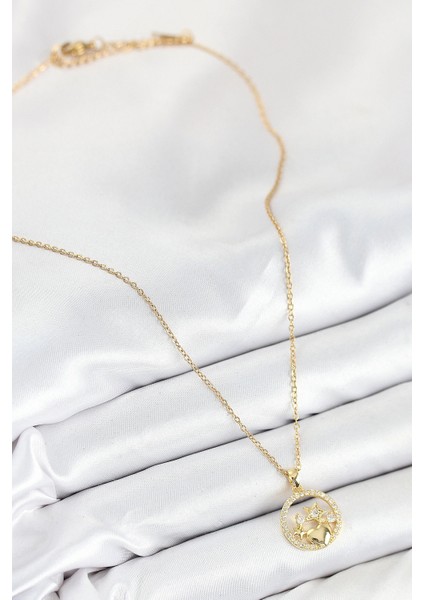 316L Çelik Zirkon Taşlı Yıldız ve Kalp Model Gold Renk Kadın Kolye - TJ-BKO10522 fiyatları