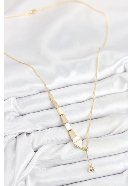 Pirinç Yılan Model Gold Renk Asansörlü Kadın Kolye - TJ-BKO10552 fiyatları