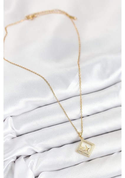 316L Çelik Zirkon Taşlı Yıldız Model Gold Renk Kadın Kolye - TJ-BKO10540 fiyatları