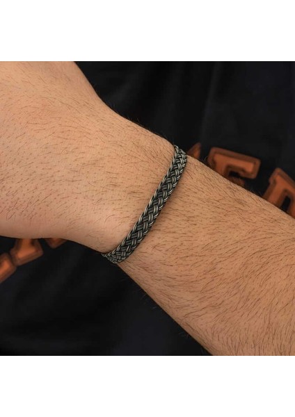 Gümüş Kazaziye Örgü Bileklik