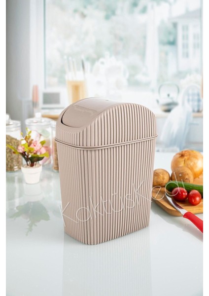 Tezgah Üstü Çöp Kovası, Mutfak,tuvalet,masaüstü Mini Çöp Kutusu Bej 7171931