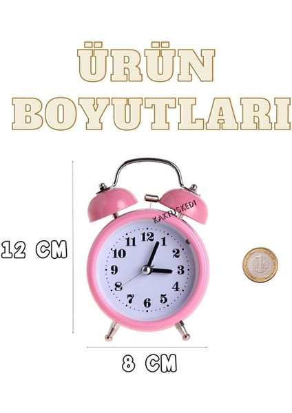 Mini Dekoratif Metal Işıklı Alarmlı Yuvarlak Masa Saati - Çalar Saat Pudra 7170621 fiyatları