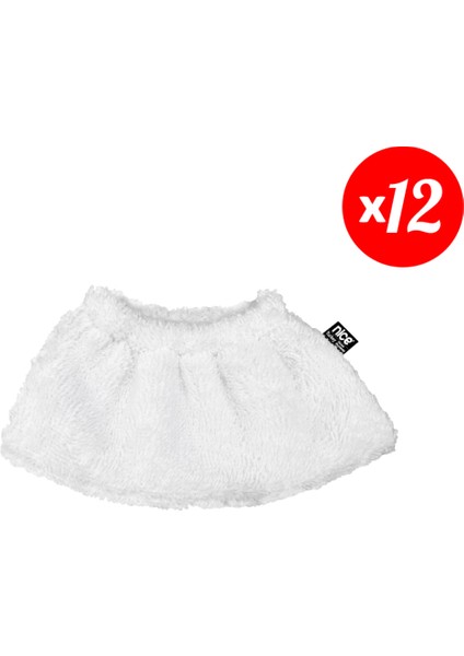 Buharlı Temizleyici Uyumlu Lastikli Havlu Bez Seti 12'li Beyaz