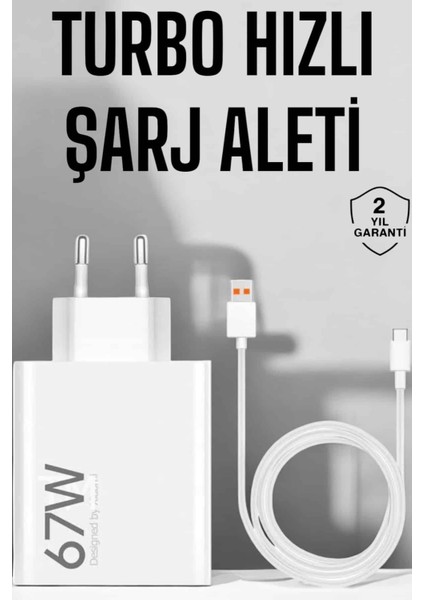 Şarj Aleti 67W Hızlı Şarj Turbo Type-C Uyumlu Şarj Adaptörü Kablosu