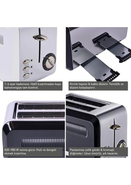 4 Dilim Paslanmaz Çelik Ekmek Kızartma Makinesi, 1960 W Beyaz Renk fiyatları