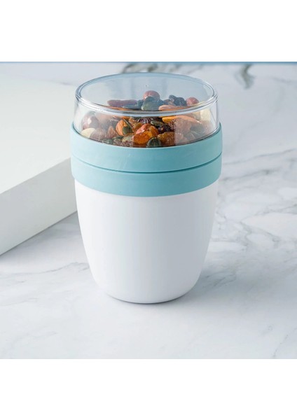 Taşınabilir Kaşıklı Yoğurt Kabı - 700 ml Pratik Yemek Bardağı 7176441