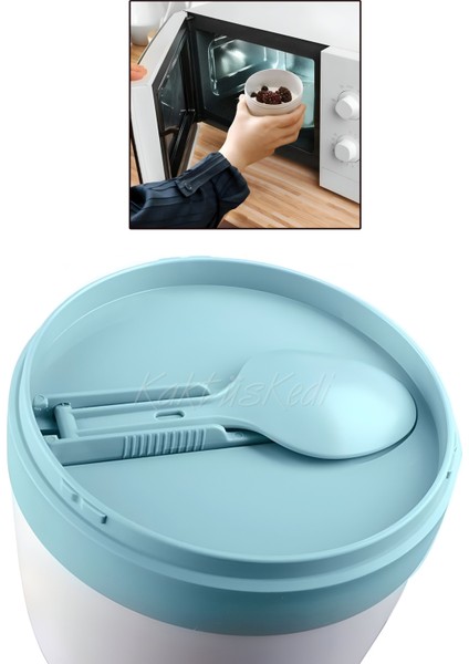 Taşınabilir Kaşıklı Yoğurt Kabı - 700 ml Pratik Yemek Bardağı 7176441 indirimleri