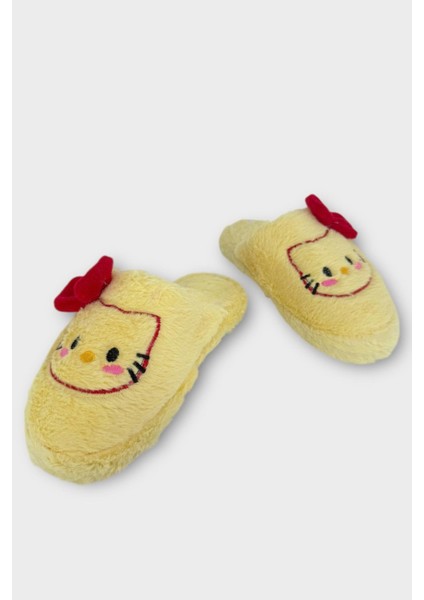 Hellokitty Figürlü Sıcak Tutan Kışlık Kadın Ev Terliği Sarı - Kırmızı indirimleri