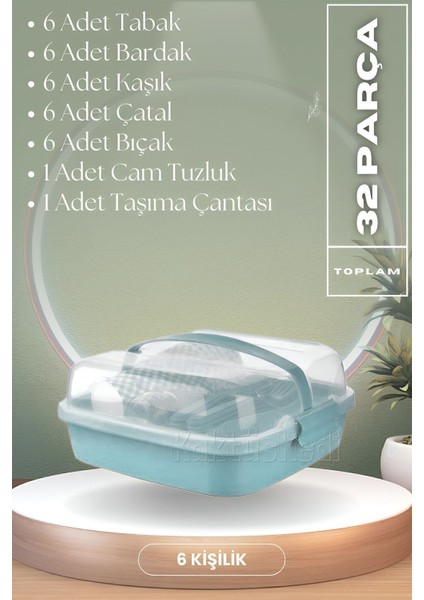 32 Parça 6 Kişilik Taşıma Çantalı Piknik Seti 7173351 fiyatları