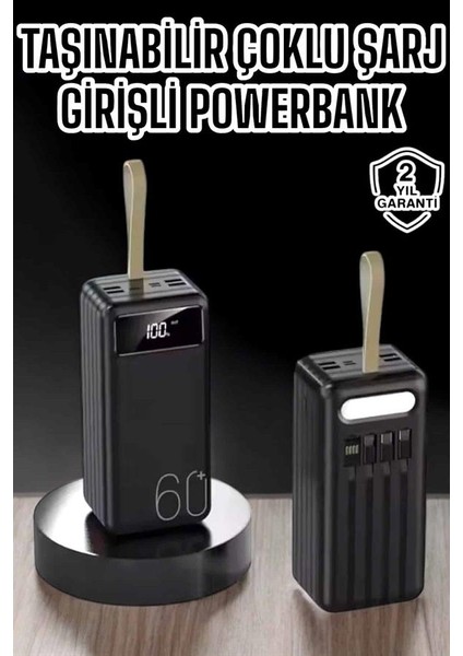 Powerbank 60.000 Mah 4 Portlu Uzun Şarj Süreli Dijital Göstergeli fiyatları