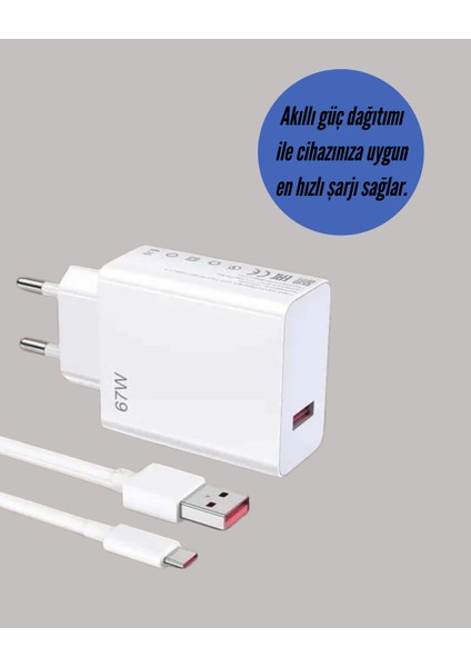 67W Turbo Hızlı Şarj Adaptörü ve Type-C Kablo Güvenli Şarj Teknolojisi fırsatları