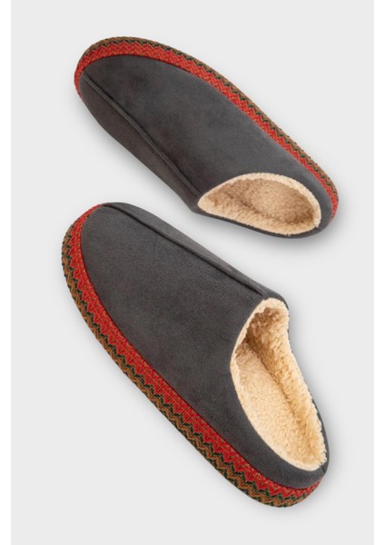 Nakışlı Içi Tüylü Yüksek Tabanlı Çeyiz Bohça Kadın Ev Terliği Füme modelleri