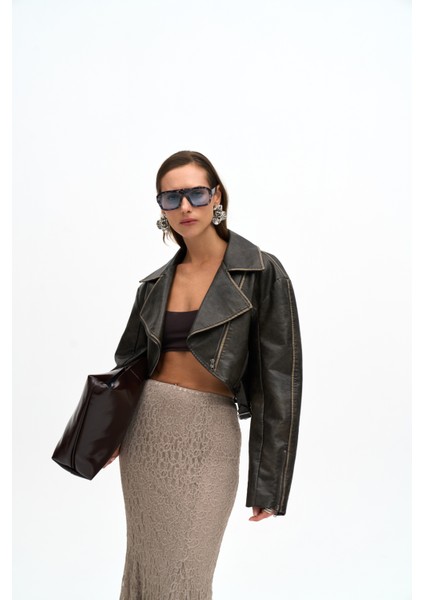 Carnas Asimetrik Antrasit Suni Deri Ceket fiyatları