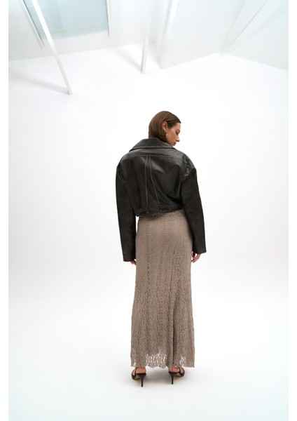 Carnas Asimetrik Antrasit Suni Deri Ceket indirimleri