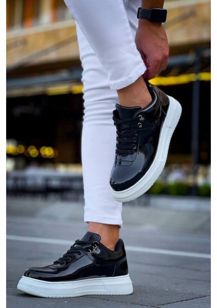 ZRN-X20 Premium Yüksek Taban Siyah Rugan Günlük Erkek Sneaker indirimleri