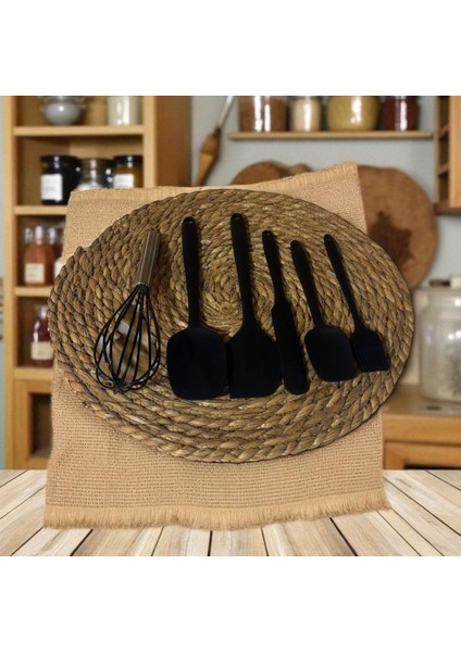 Elegant 6 Parça Silikon Servis Seti Takımı Siyah