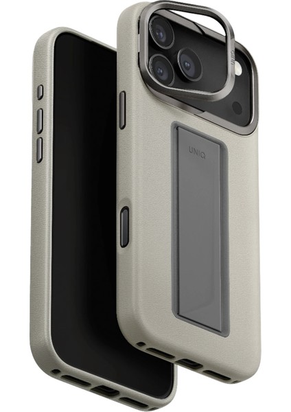 Iphone 17 Pro Max Kılıf Heldro Vegan Deri Kapak Kamera Standlı Kapak Flexgrip™ Kolay Tutma Bandı