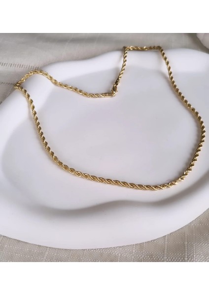 Xuping Paslanmaz Çelik Gold Klasik Burgu Zincir Kolye