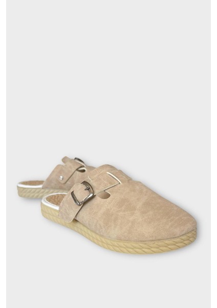 Kemerli Tokalı Nubuk Kadın Ev Terliği Bej fiyatları