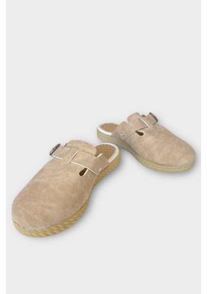 Kemerli Tokalı Nubuk Kadın Ev Terliği Bej modelleri