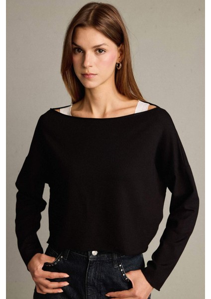 Regular Fit Kayık Yaka Modal Sweatshirt G3333AX25WN