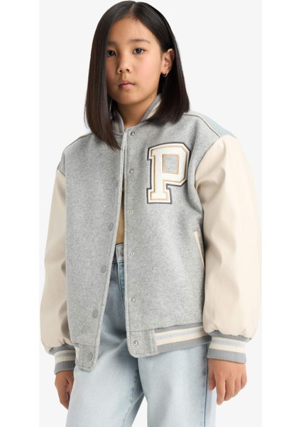 Kız Çocuk Kolej Yaka Sırt Baskılı Bomber Mont E7027A825AU modelleri