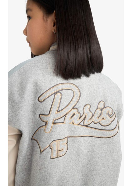 Kız Çocuk Kolej Yaka Sırt Baskılı Bomber Mont E7027A825AU fırsatları