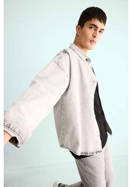 Oversize Geniş Kalıp Jean Uzun Kollu Gömlek E8429AX25AU modelleri