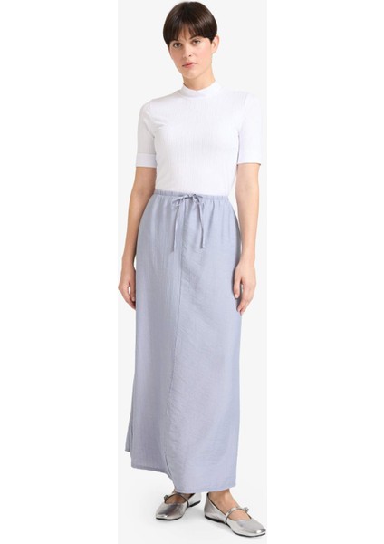 Relax Fit Beli Lastikli Krinkıl Kumaş Midi Etek fiyatları