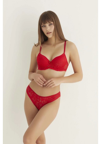 Kırmızı Destekli Slip Külotlu Dantelli Sütyen Takımı 4007 fırsatları