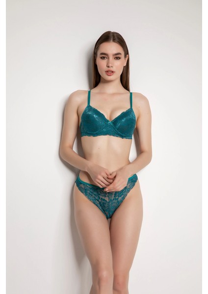 Yeşil Destekli Slip Külotlu Dantelli Sütyen Takımı 4007 indirimleri