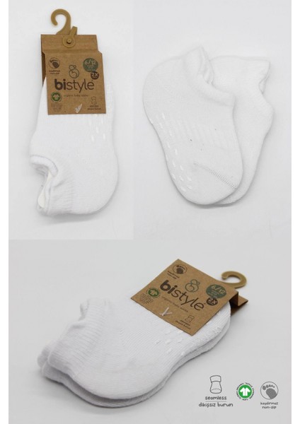 Bistyle 2'li Sneakers Kaymaz Basic Penye Çorap 20103 Beyaz Beyaz indirimleri