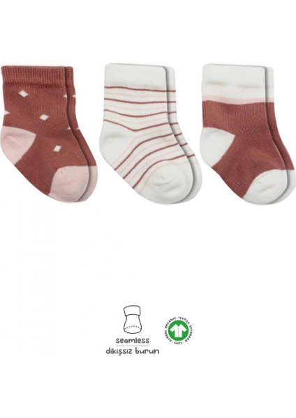 Bistyle 3'lü Penye Kız Soket Çorap 10112 Pudra