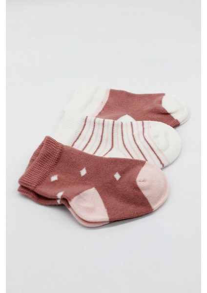 Bistyle 3'lü Penye Kız Soket Çorap 10112 Pudra fırsatları