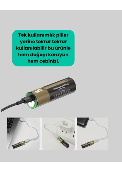 USB Type-C ile Hızlı Şarj Edilebilen Aa Lityum Pil fiyatları