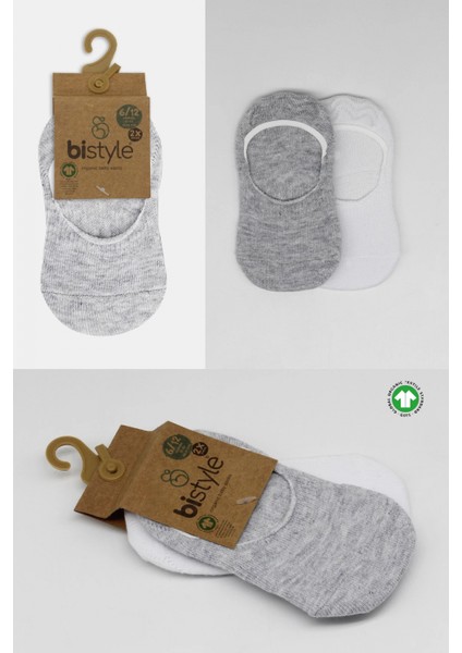 Bistyle 2'li Penye Babet Silikonlu Basic Çorap 30104 Gri Beyaz