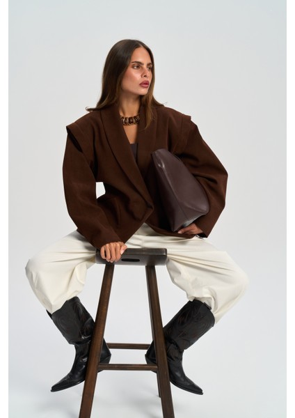 Bronte Omuz Detaylı Kahve Blazer