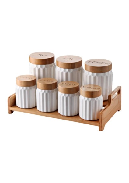 7'li Bambu Kapak Standlı Baharat Seti fiyatları