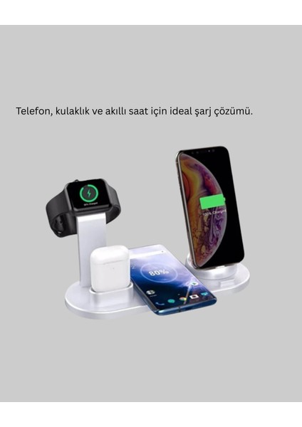 15W Hızlı Şarj Destekli 4’ü 1 Arada Kablosuz Şarj Istasyonu indirimleri