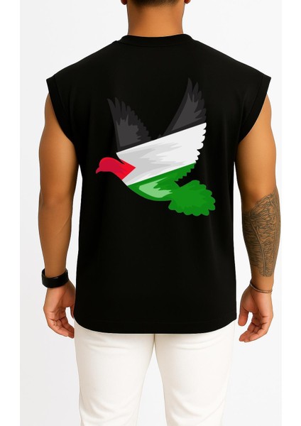 Oversize Barış Güvercini Filistin Göğüs ve Sırt Tasarımlı Atlet fiyatları