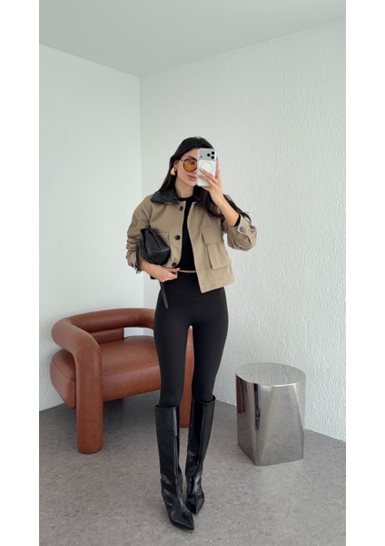 Likralı Yüksek Bel Siyah Tayt