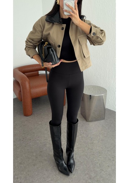 Likralı Yüksek Bel Siyah Tayt modelleri