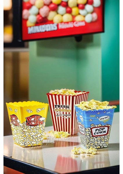 3 Adet Patlamış Mısır Kovası | Popcorn Kutusu Seti 7174701