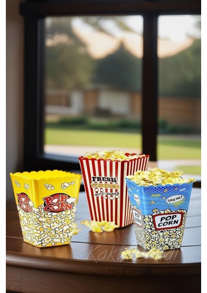 3 Adet Patlamış Mısır Kovası | Popcorn Kutusu Seti 7174701 modelleri