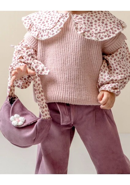 Çiçek Detaylı Çantalı Triko Takım - Kız Bebek Minimal Stil & Konforlu Tasarım fiyatları