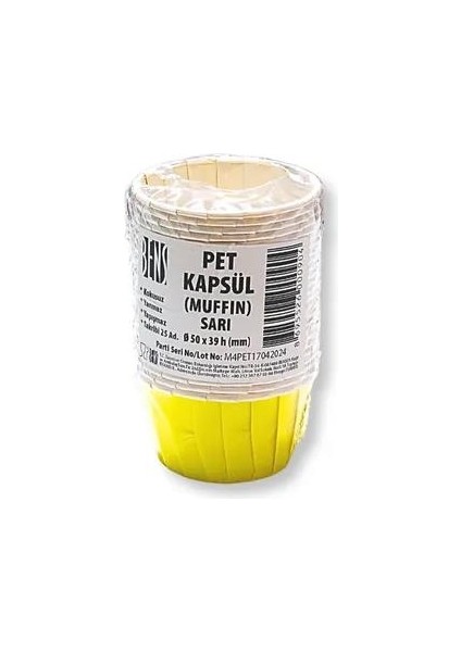 Kek Kağıdı Kapsül Pet Sarı 25 Li