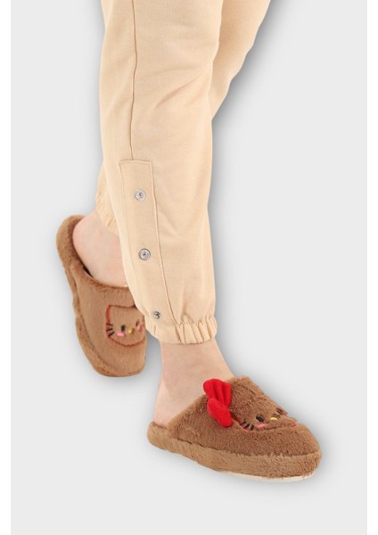 Hellokitty Figürlü Sıcak Tutan Kışlık Kadın Ev Terliği Kahverengi-Kırmızı fiyatları