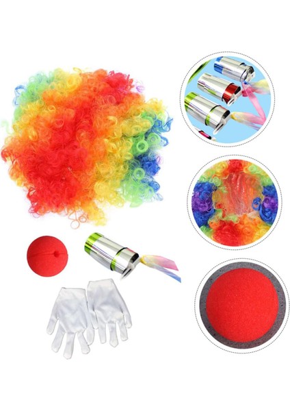 Palyaço Saç, Burun, Eldiven, Baston Seti 4'lü fiyatları