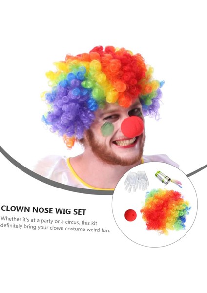 Palyaço Saç, Burun, Eldiven, Baston Seti 4'lü modelleri